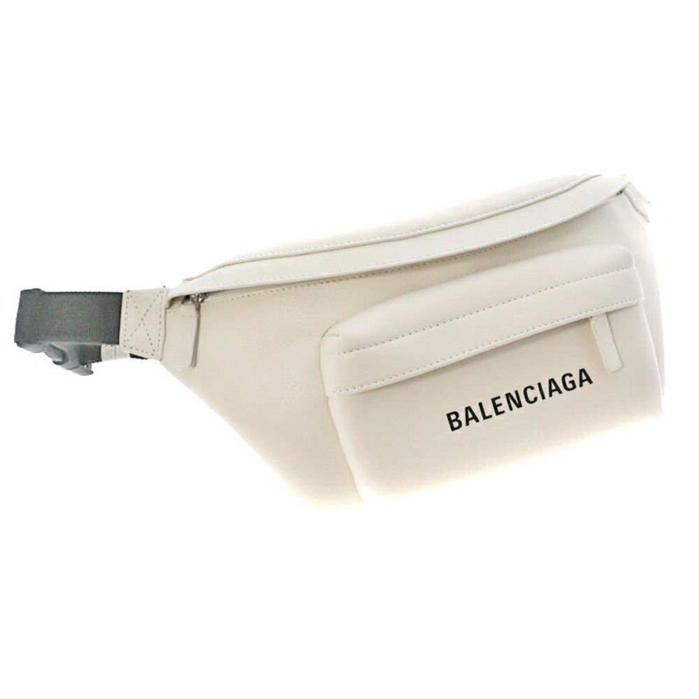 BALENCIAGA Body Bum Crossbody Belt Bag Waist Clutch White Black Leather